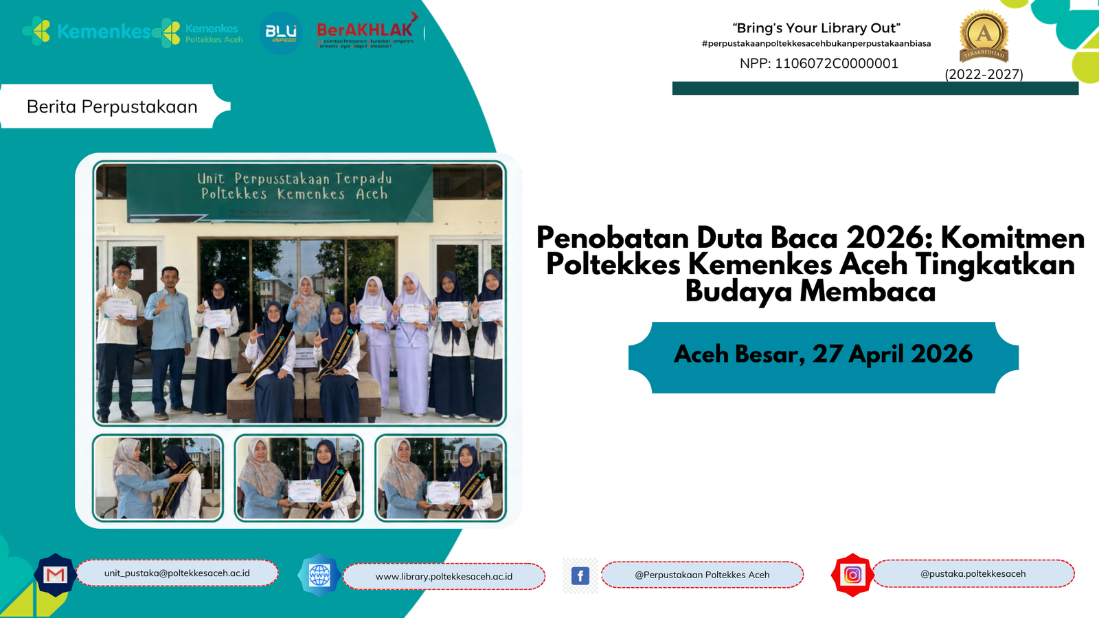 Penobatan Duta Baca 2026: Komitmen Poltekkes Kemenkes Aceh Tingkatkan Budaya Membaca
