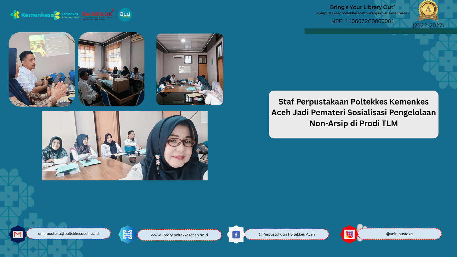 Staf Perpustakaan Poltekkes Kemenkes Aceh Jadi Pemateri Sosialisasi Pengelolaan Non-Arsip di Prodi TLM
